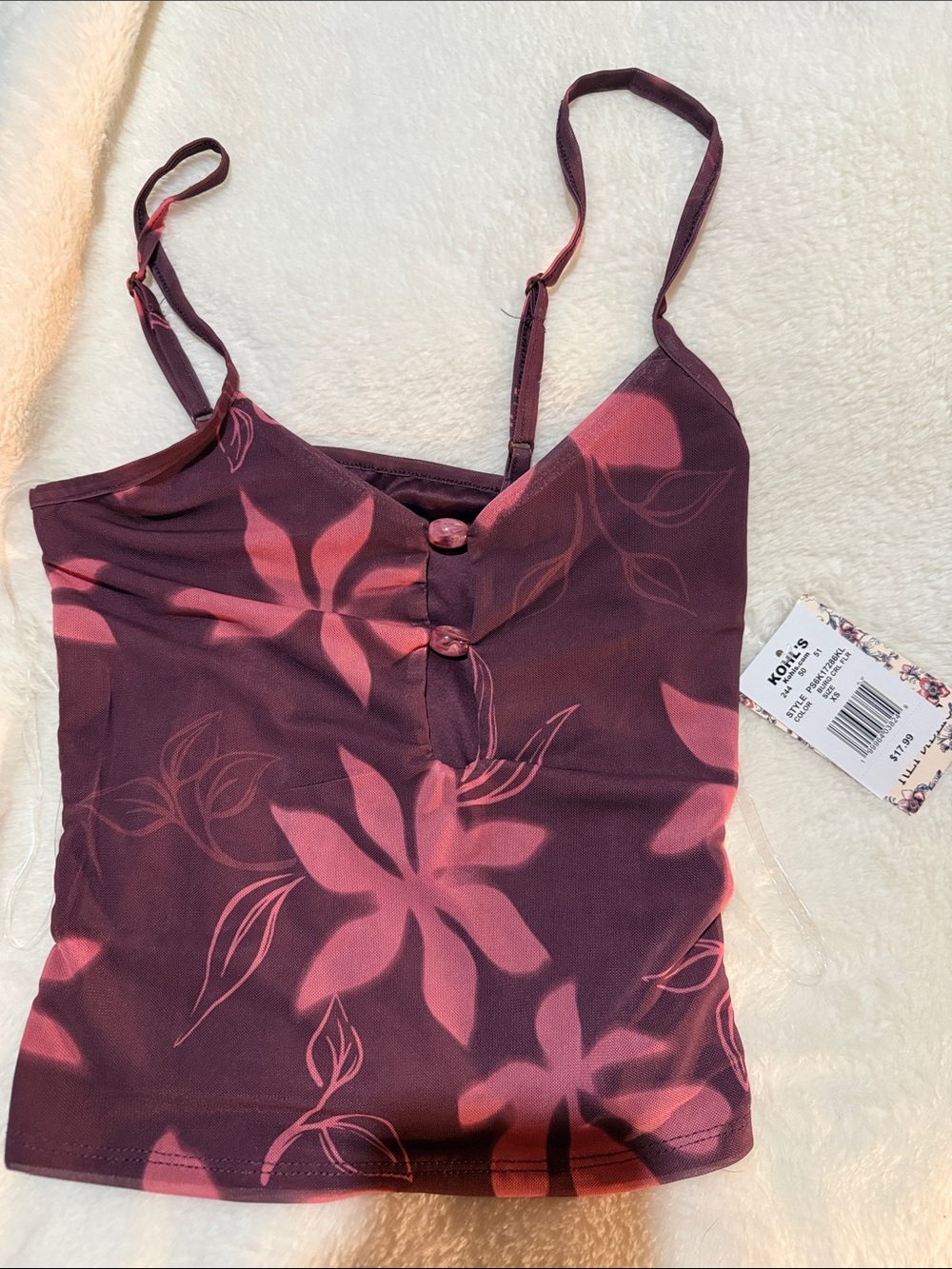 Pink Republic Floral Print Burgundy & Pink Cami Top
